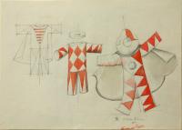 GAMC immagine opera Bonetti, studi per il costume di Burlamacco, 1929-30, matita e acquerello su carta, cm.20x28,5