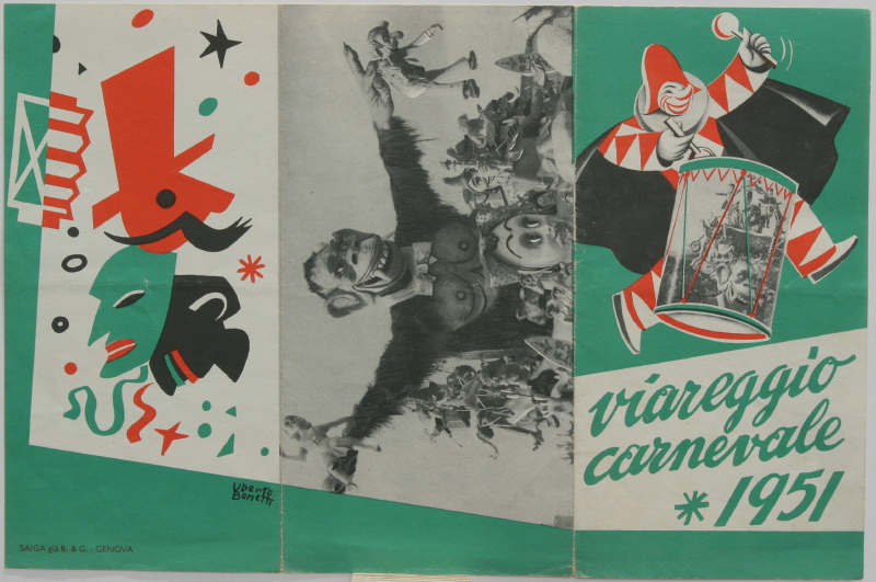 Locandina-programma a tre ante del Carnevale di Viareggio 1951