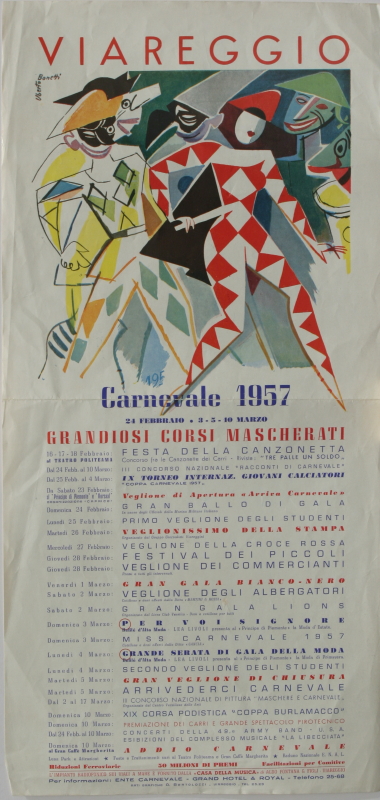 GAMC - Galleria di Arte Moderna - Opera : Locandina del Carnevale di Viareggio 1957 con annesso il programma - autore: Bonetti Uberto , immagine