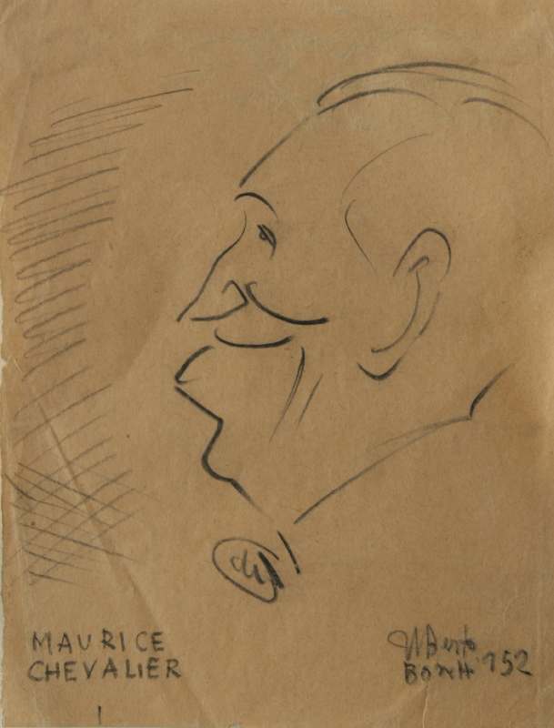 GAMC - Galleria di Arte Moderna - Opera : Caricatura di Maurice Chevalier - autore: Bonetti Uberto , immagine