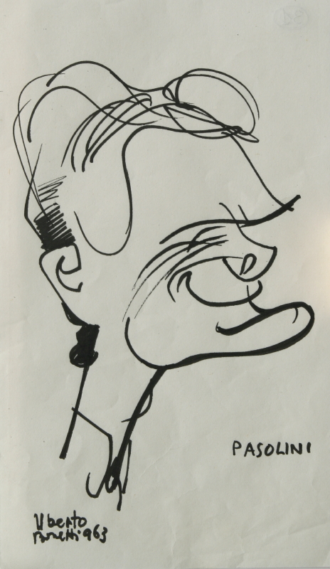 GAMC - Galleria di Arte Moderna - Opera : Caricatura di Pier Paolo Pasolini - autore: Bonetti Uberto , immagine