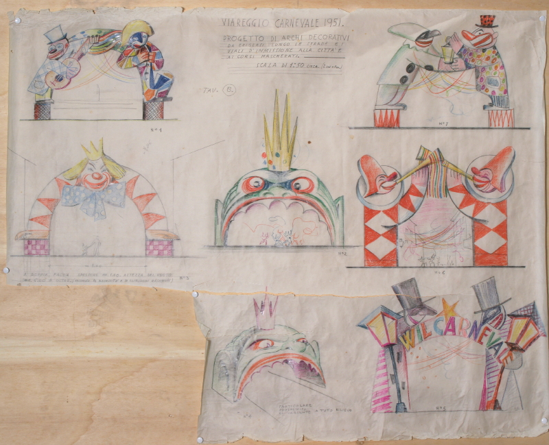 Progetto per archi decorativi per il Carnevale 1951