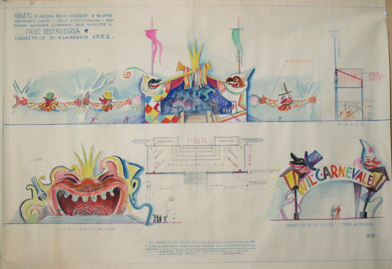 Progetto per gli allestimenti del Palio dell‘Allegria, Carnevale di Viareggio1952