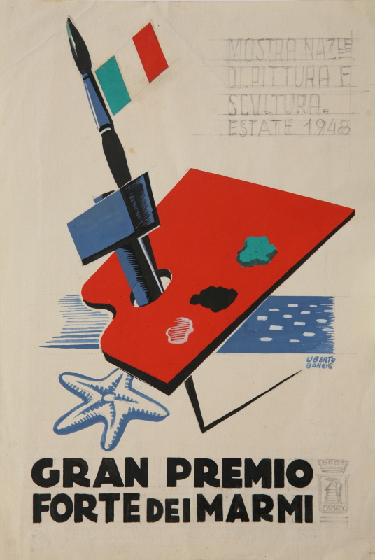 GAMC - Galleria di Arte Moderna - Opera : Studio per la locandina del Gran Premio Forte dei Marmi 1948 - autore: Bonetti Uberto , immagine