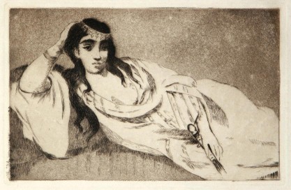 GAMC immagine opera Edouard Manet, Odalisque, 1868, acquaforte su carta Giappone, cm.12x19; foglio cm.16,1x24,6