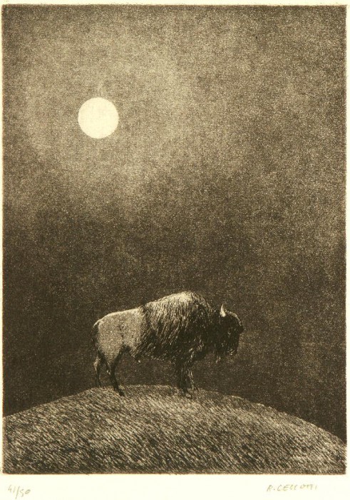 Il bisonte sotto la luna