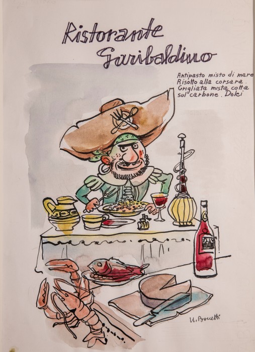 Serie di locandine dei ristoranti versiliesi realizzate per il Servizio Ramel: Garibaldino
