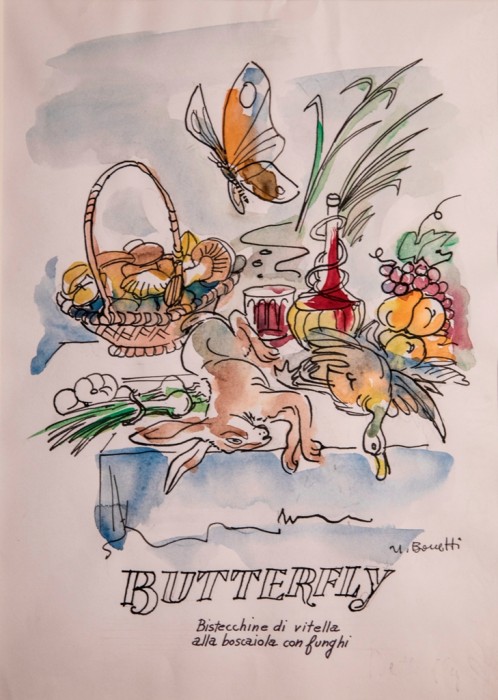 Serie di locandine dei ristoranti versiliesi realizzate per il Servizio Ramel: Butterfly