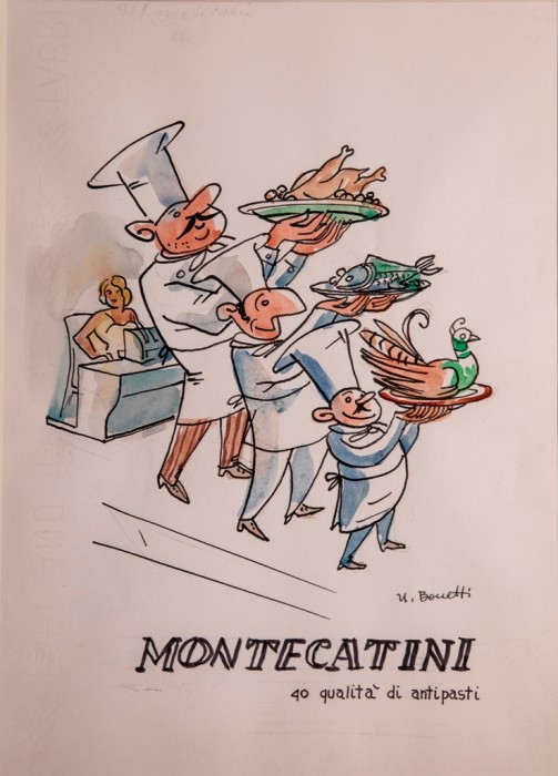 Serie di locandine dei ristoranti versiliesi realizzate per il Servizio Ramel: Montecatini