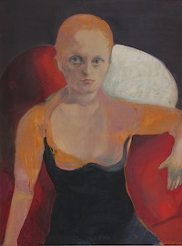 GAMC immagine opera Omaggio al Maestro: Ugo Attardi, Ritratto-figura di donna, 1970, olio su tela, cm.100x75