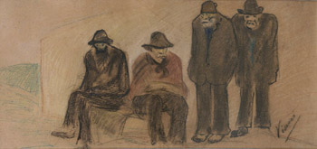 GAMC immagine opera Lorenzo Viani, Quattro Vageri, 1910-1920, pastelli su cartone, cm.30x61