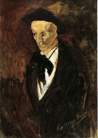 GAMC immagine opera Ritratto di uomo con cappello, 1920-25 Olio su cartone, cm.100x70