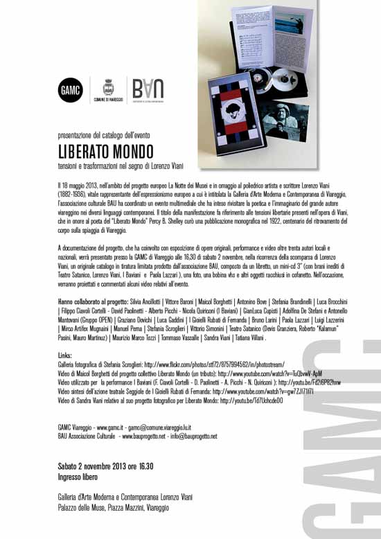 GAMC - Galleria di Arte Moderna - Mostra : LIBERATO MONDO Presentazione catalogo, immagine