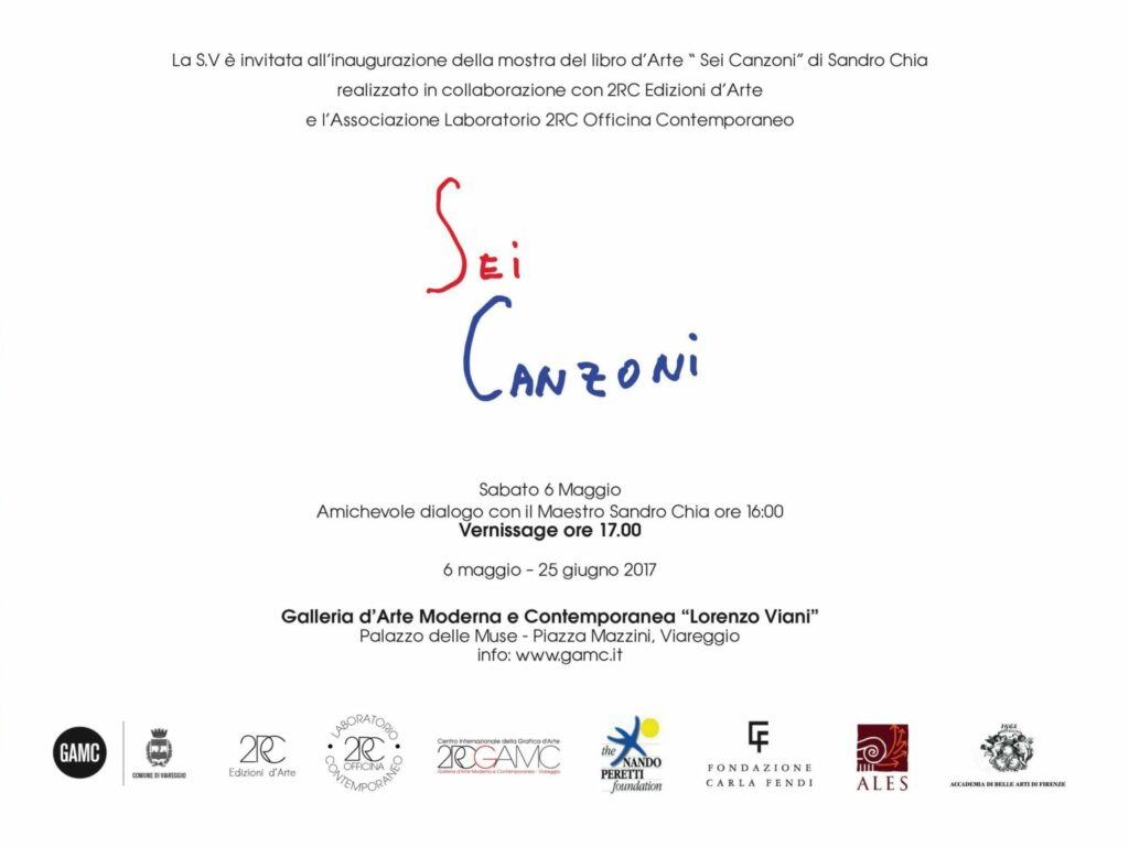 GAMC evento: SEI CANZONI Un libro d‘Artista di Sandro Chia